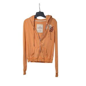 Hollister Y2K Vintage Orange 100% Cotton Full Zip Pocketed Hoodie Sz L